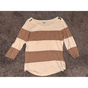 Banana‎ Republic Women's Half-Sleeve Brown and Beige Top